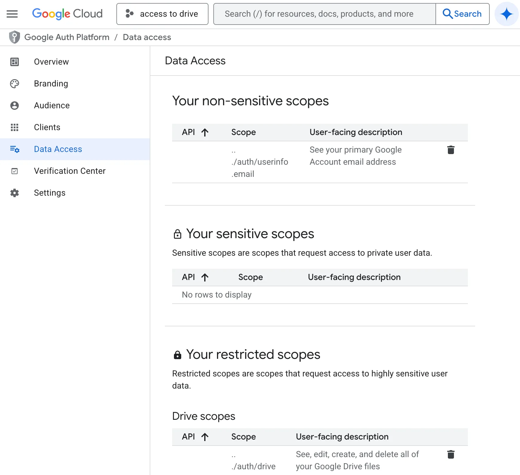 Google Credentials page showing OAuth client ID creation